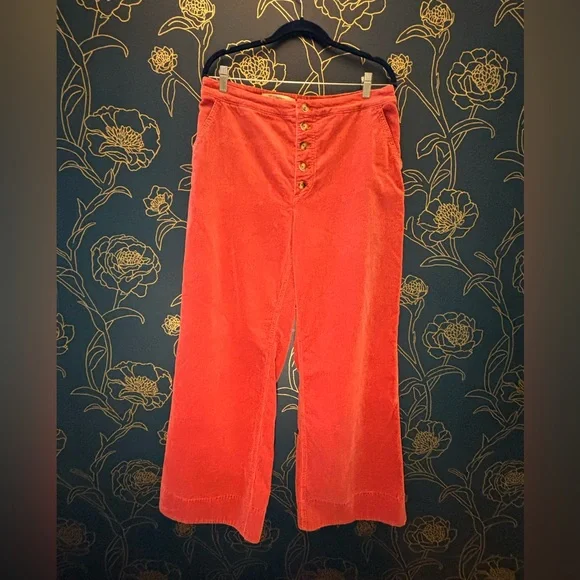 Anthropologie PILCRO wide leg CORDUROY button front PANTS rose colored size 32 - Picture 4 of 7
